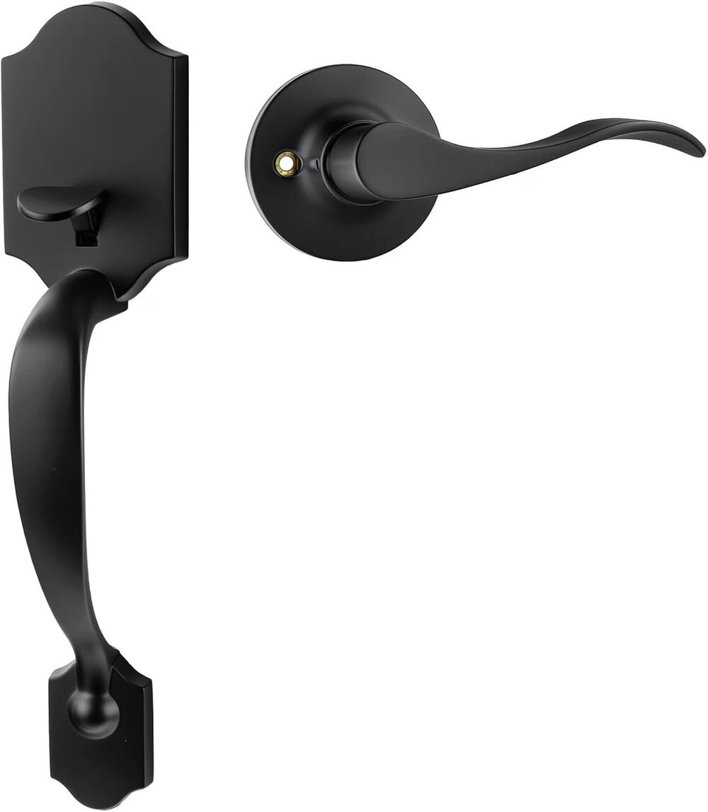 Goldenwarm Front Door Handle, Matte Black Door Handle Exterior No Lock